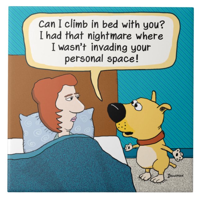 Funny Dog's Nightmare Ceramic Tile (Front)