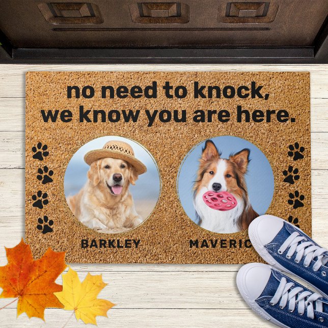 Funny Dogs No Need To Knock Custom 2 Pet Dog Photo Doormat (Creator Uploaded)