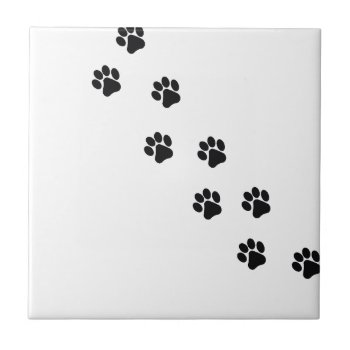 Funny Dog's Paw  Print Tile by storechichi at Zazzle