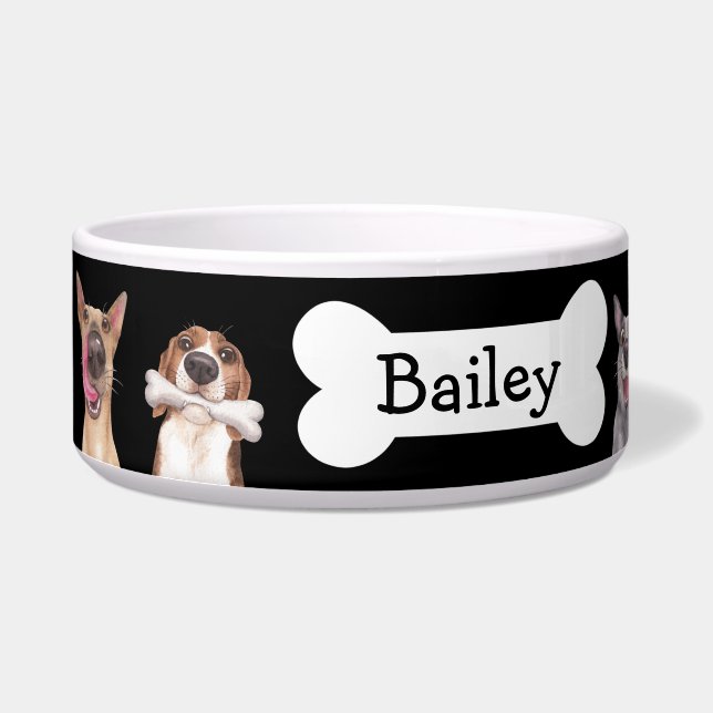Funny Dogs Personalized Bowl (Left)