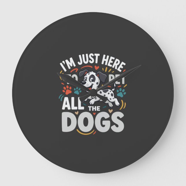 Funny Dogs Pet Lover Vector Large Clock (Front)
