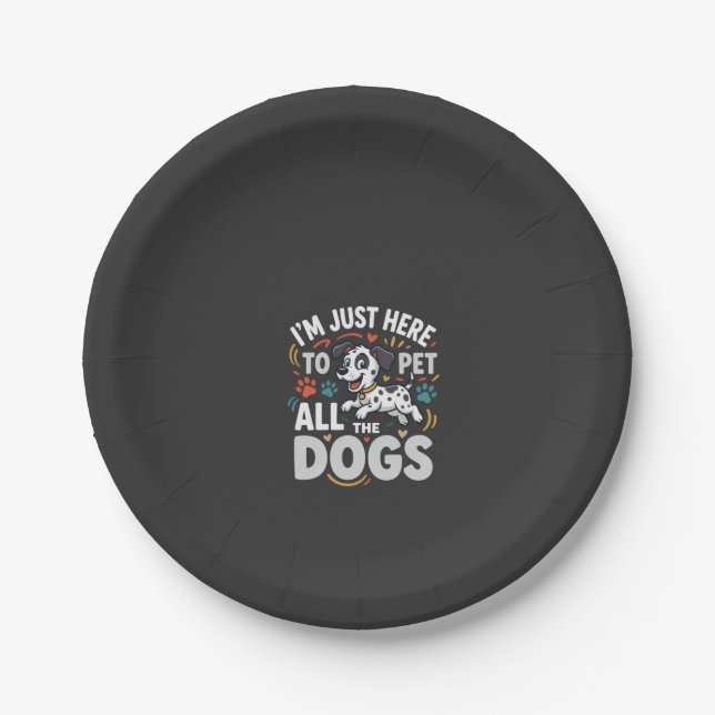 Funny Dogs Pet Lover Vector Paper Plates (Front)