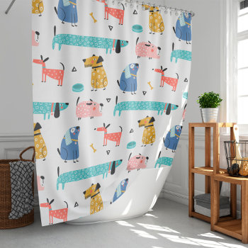 Funny Dogs Shower Curtain by sweetandpretty at Zazzle