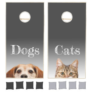 Funny Dogs Vs Cats Modern Photo Cornhole Set