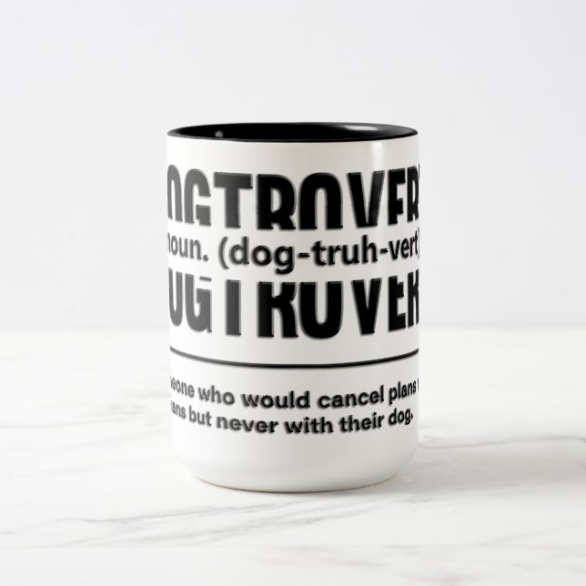 Funny Dogtrovert Definition Two-Tone Coffee Mug (Center)