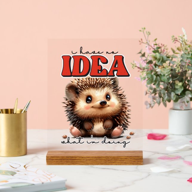 Funny doing hedgehog word art acrylic sign (Wedding)