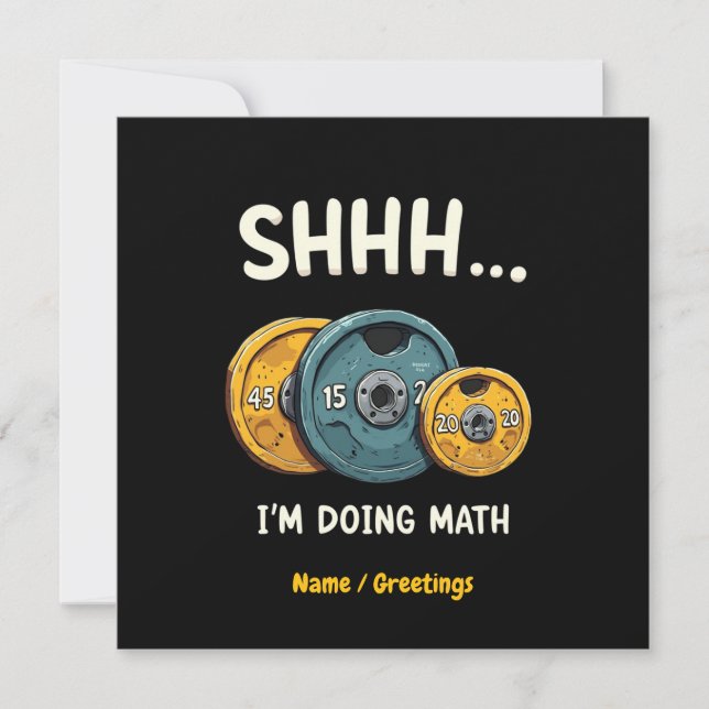  Funny Doing Math Weight Lifting Workout Training  Invitation (Front)