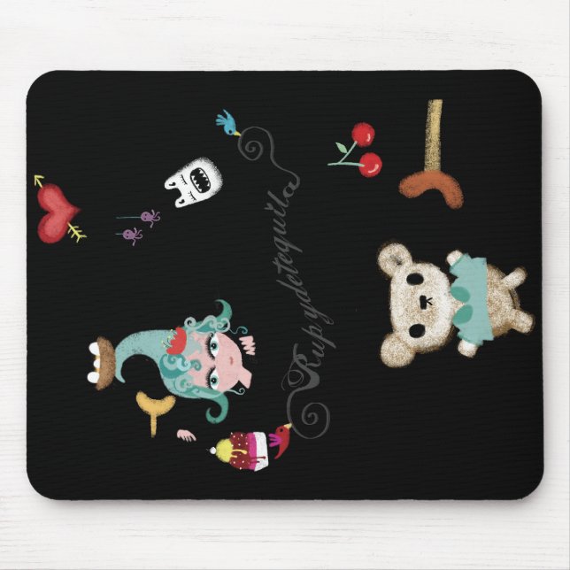 Funny Doll bear mounster scream cherry nest bones Mouse Pad (Front)