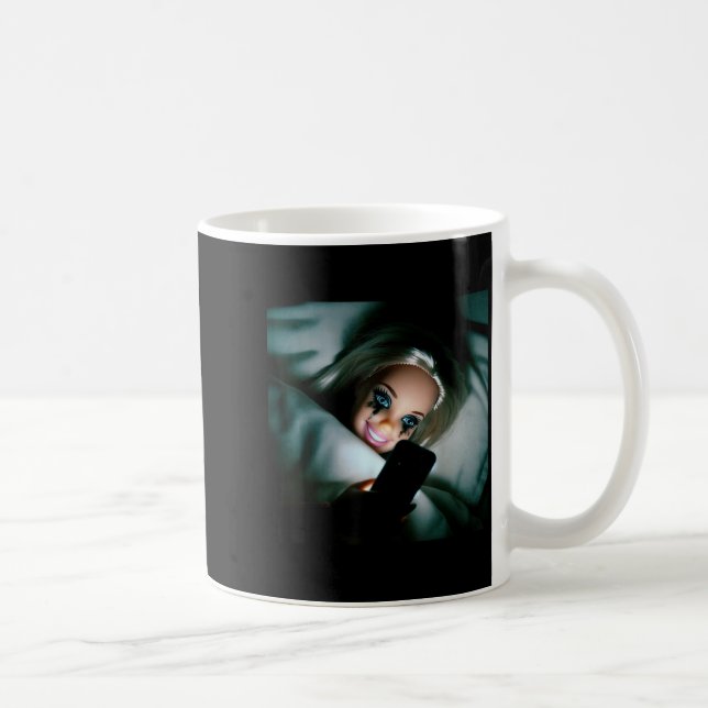 Funny Doll Crying Face Meme Scrolling Sarcastic Hu Coffee Mug (Right)