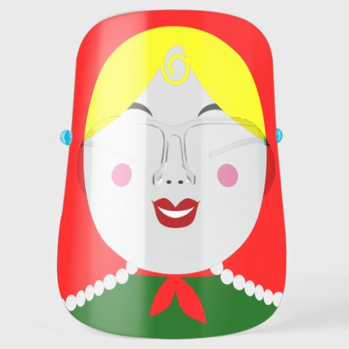 Funny Doll Face Matryoshka Russian Old Grandma Fun Face Shield
