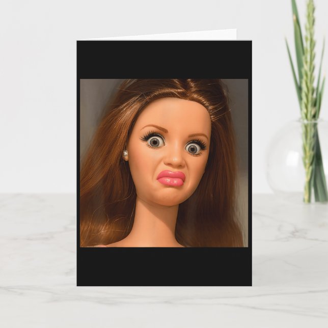 Funny Doll Face Meme Disgusting  Card (Front)