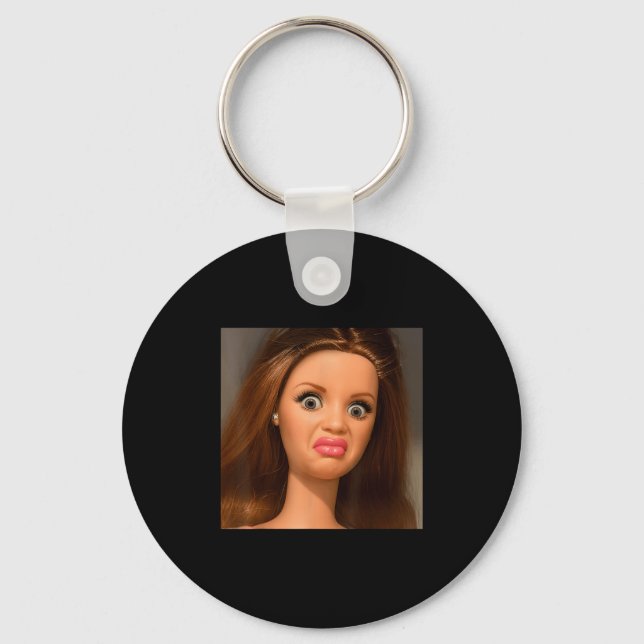 Funny Doll Face Meme Disgusting  Keychain (Front)