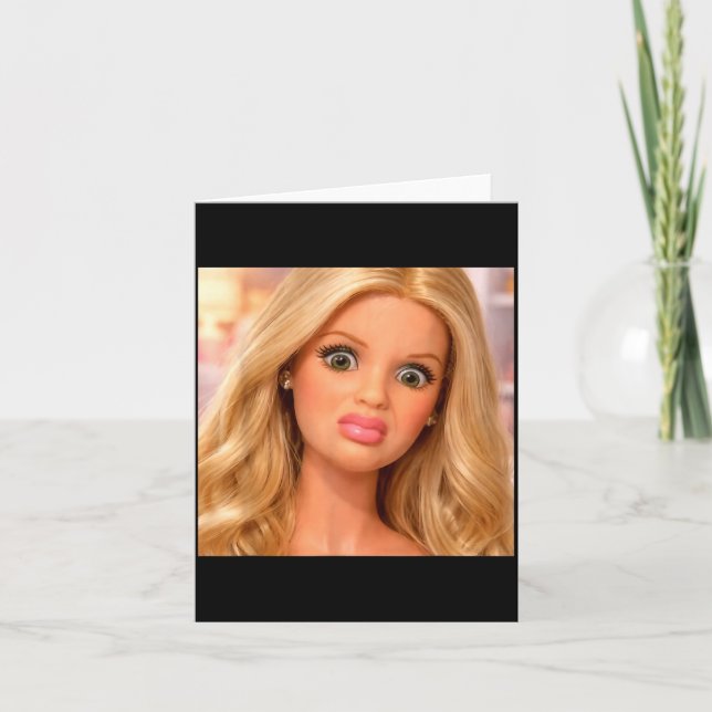 Funny Doll Face Meme Hilarious Sarcastic Card (Front)