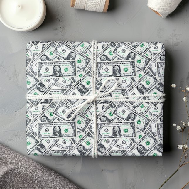 Funny dollar pattern humor wrapping paper  (Modern funny gift for money lovers with dollar style)