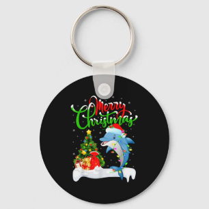 Funny Dolphin Fish Lover Xmas Lighting Dolphin Chr Keychain