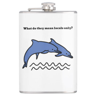 Funny Dolphin Ocean Love Waves Vinyl Wrapped Flask