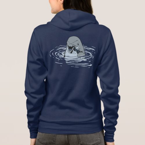 Funny Dolphin With a Gun Cartoon Hoodie