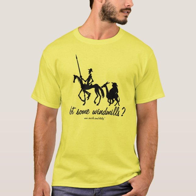 Funny Don Quixote graphic drawing art t-shirt (Front)