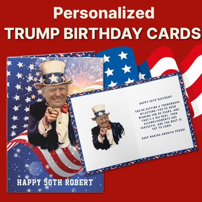 Funny DONALD TRUMP 50th Birthday Card (Personalized Funny DONALD TRUMP 50th Birthday Card)