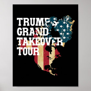 Funny Donald Trump American Flag Canada Greenland  Poster