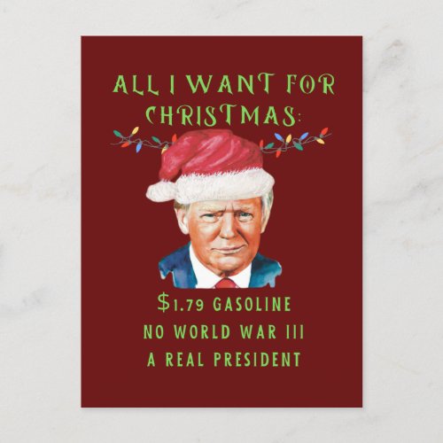 Funny Donald Trump Anti Joe Biden Christmas Postcard