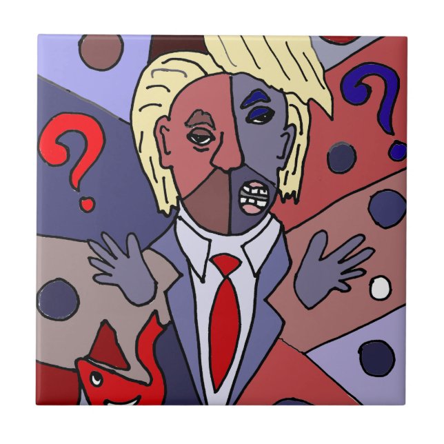 Funny Donald Trump Art Abstract Ceramic Tile (Front)