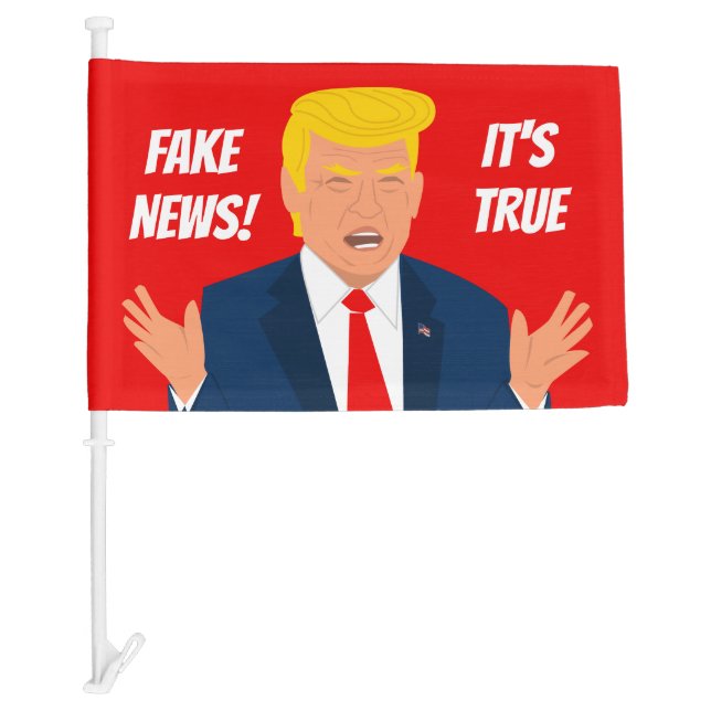 Funny Donald Trump cartoon famous quotes political Car Flag (Front)