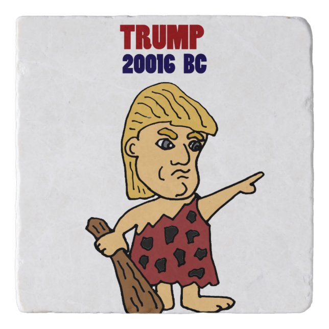 Funny Donald Trump Caveman Political Cartoon Trivet (Front)