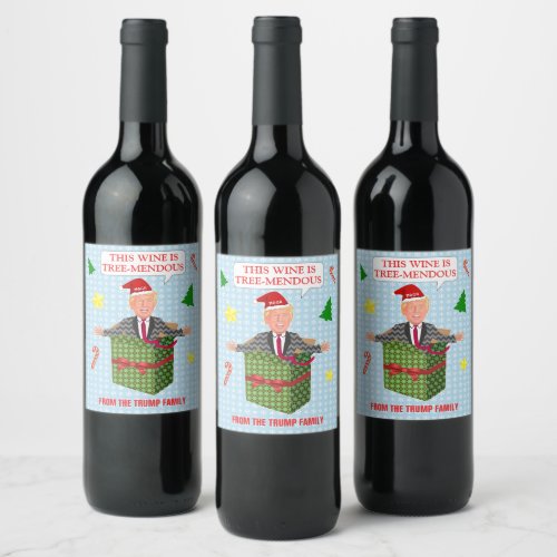 Funny Donald Trump Christmas Humor Tree_Mendous Wine Label
