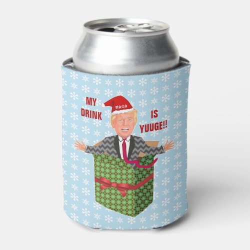 Funny Donald Trump Christmas Yuuge Drink Humor Can Cooler