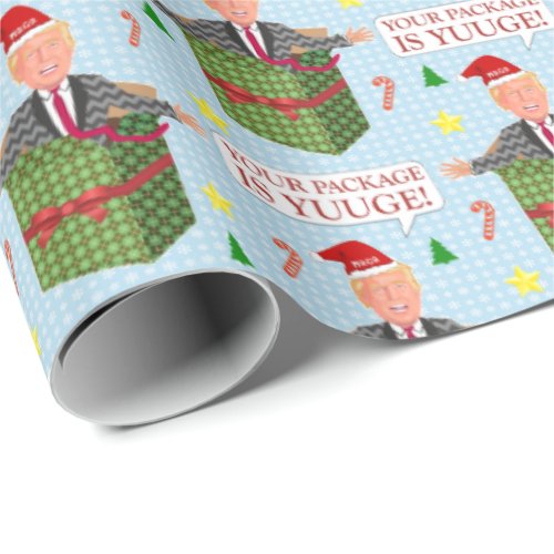 Funny Donald Trump Christmas Yuuge Package Humor Wrapping Paper