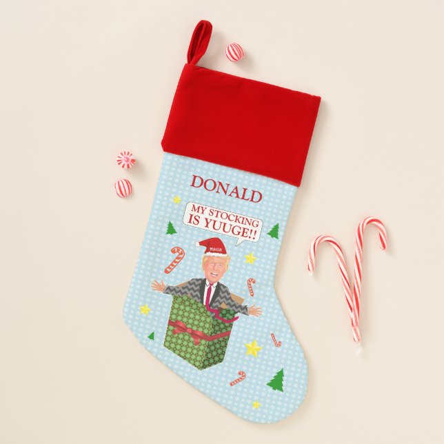 Funny Donald Trump Christmas Yuuge Political Humor Stocking (Front)