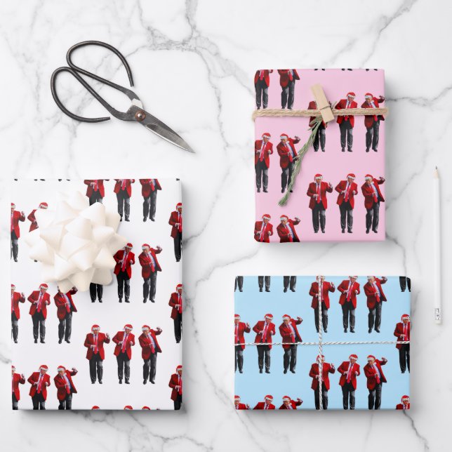 Funny Donald Trump Dancing President Christmas  Wrapping Paper Sheets (Front)
