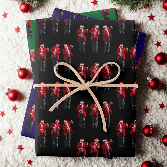 Funny Donald Trump Dancing President Christmas Wrapping Paper Sheets (Creator Uploaded)