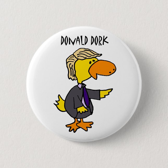 Funny Donald Trump Dork Political Cartoon Button (Front)