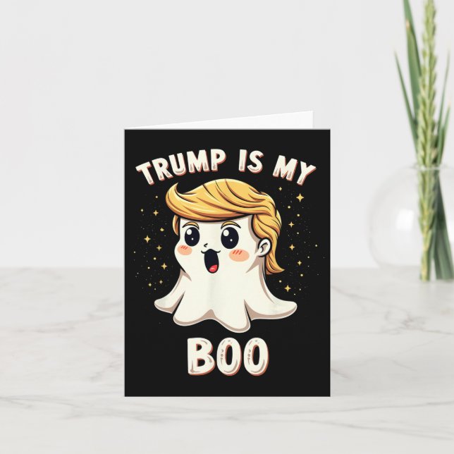Funny Donald Trump Ghost Halloween Party Spooky  Card (Front)
