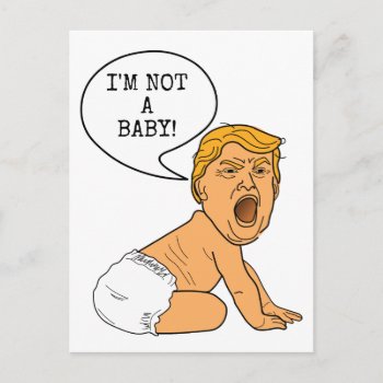 Funny Donald Trump I'm Not A Baby Postcard by judgeart at Zazzle