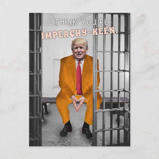 Funny Donald Trump Impeachment Prison Humor Holiday Postcard (Front)