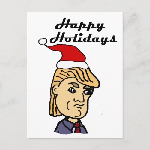 Funny Donald Trump in Santa hat Christmas Cartoon Holiday Postcard