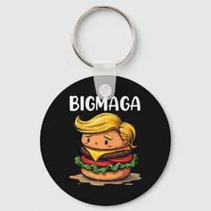 Funny Donald Trump Making French Fries Hamburger B Keychain