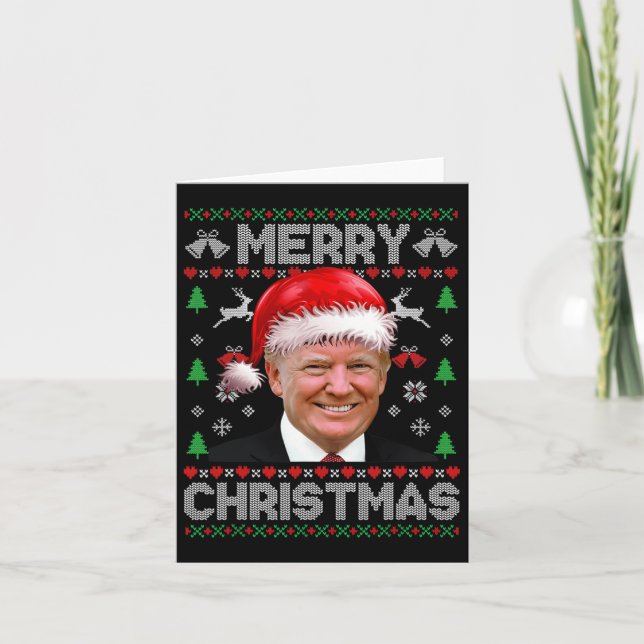 Funny Donald Trump Merry Christmas Family Ugly Swe Card (Front)