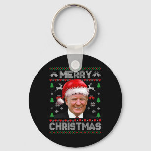 Funny Donald Trump Merry Christmas Family Ugly Swe Keychain