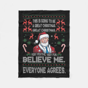 Funny Donald Trump Merry Christmas Xmas Pajamas Ho Fleece Blanket