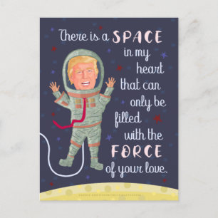 Funny Donald Trump Outer Space Valentine's Day Holiday Postcard