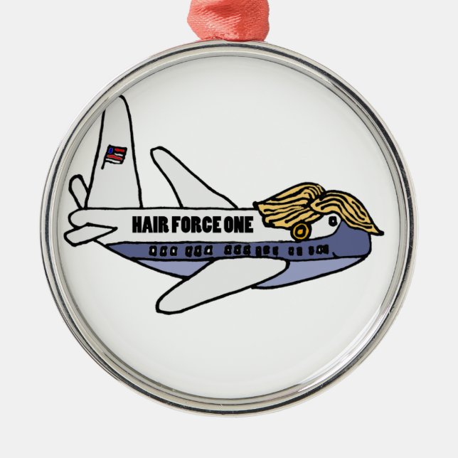 Funny Donald Trump Presidential Airplane Metal Ornament (Front)