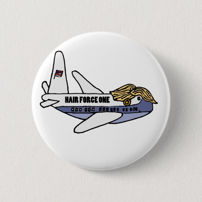 Funny Donald Trump Presidential Airplane Pinback Button (Front)
