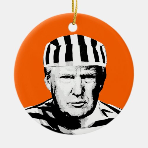 Funny Donald Trump Prison Jumpsuit Ceramic Ornament