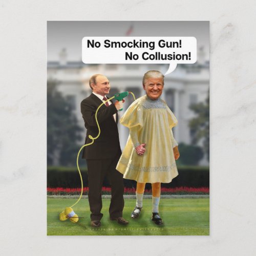 Funny Donald Trump Putin Smocking Gun Joke Holiday Postcard