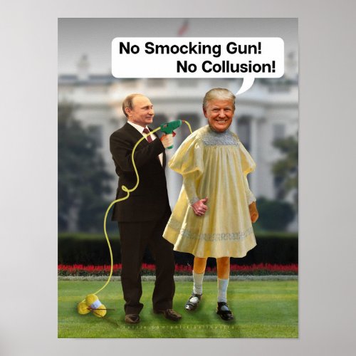 Funny Donald Trump Putin Smocking Gun Joke Poster