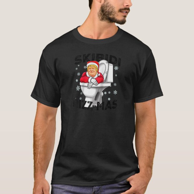 Funny Donald Trump Santa Claus Skibidi Rizzmas Chr T-Shirt (Front)
